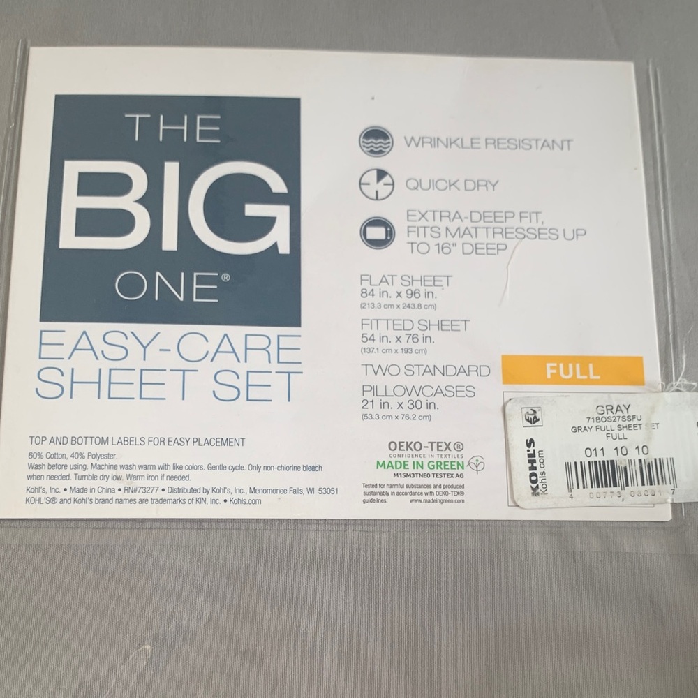 The Big One Full Sheet Set in Gray